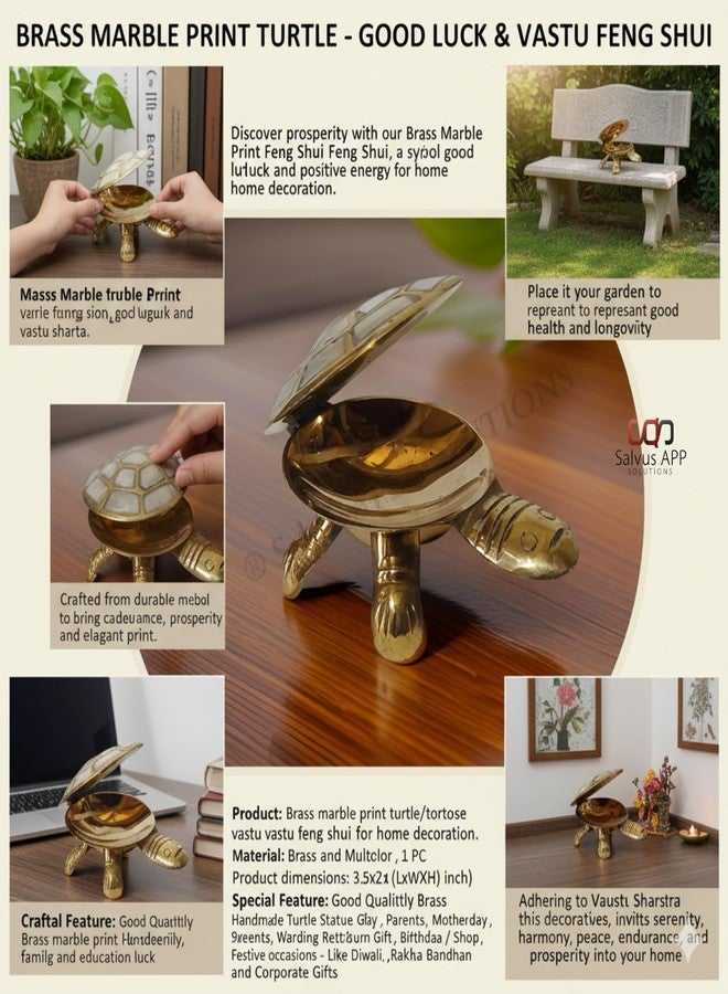 Salvus APP SOLUTIONS Religious Golden Brass Diamond-Shaped Wish Fulfilling Tortoise Turtle: A Feng Shui Charm for Home Décor and Positive Energy (3.5 inch_1PC) - Image 3